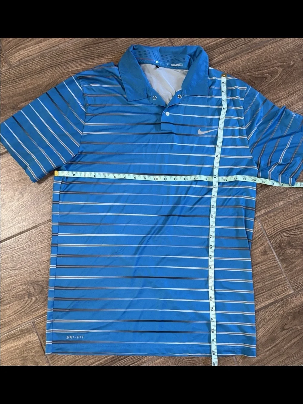 Nike Tiger Woods Dri-FIT Polo Small Blue Striped Pebble Beach Golf